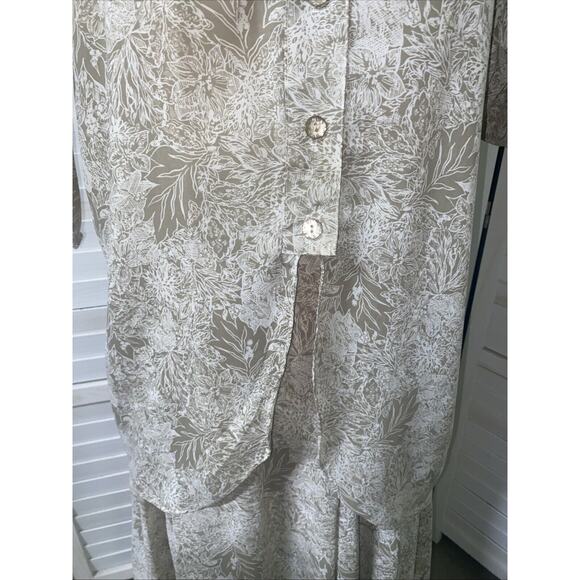 Vintage 80s Miss Oops California 2 Piece Dress Set Skirt Blouse Floral USA Med - Picture 4 of 10